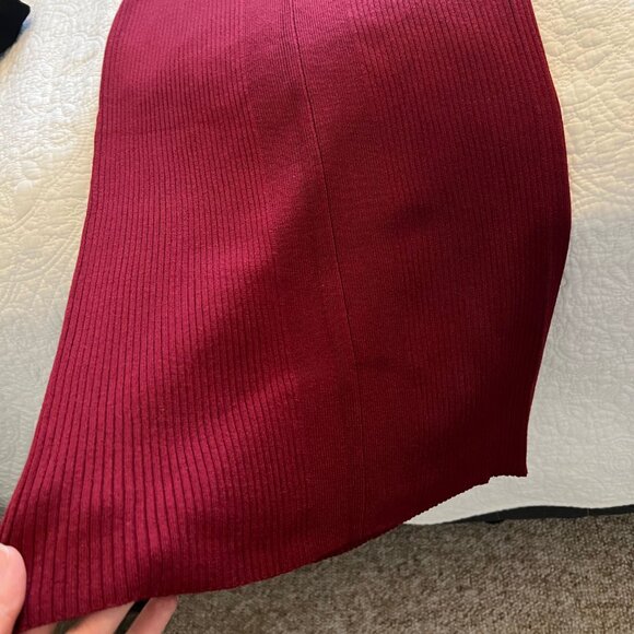 RW&Co Red Knit Tie Waist Bodycon V-Neck Longsleeve Dress - Picture 7 of 8